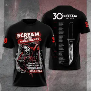 Scream 30th Anniversary Ghostface 3D All Over Print Shirt For Horror Movie Fans HY1920