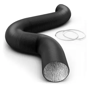 Flexible Aluminum Ducting 4 Layer Protection Dryer Vent Hose for HVAC Heating Cooling Ventilation and Exhaust, 2 Clamps Included