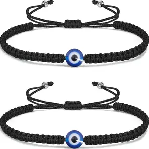 Evil Eye Bracelets for Women Men Handmade Braided Kabbalah Good Luck Bracelet Rope Cord Thread Friendship Bracelet Adjustable String Minimalist Jewelry