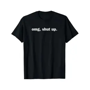 OMG Shut Up" Men's Pure Cotton T-Shirt - Comfortable and Breathable Round Neck Short Sleeve, with Humorous Patterns, Regular Fit, Non-Transparent - Suitable for All Seasons