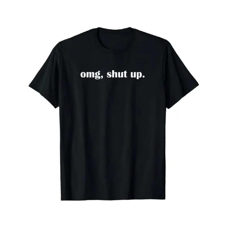 OMG Shut Up" Men's Pure Cotton T-Shirt - Comfortable and Breathable Round Neck Short Sleeve, with Humorous Patterns, Regular Fit, Non-Transparent - Suitable for All Seasons