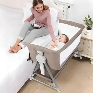 Cowiewie Ultra-Stable Pyramid Structure Baby Bassinet with 7 Adjustable Heights Breathable Mesh Sides & Premium Comfort Spine-Support Mattress for Newborns Easy Folding Crib
