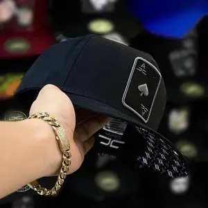 Unique Poker Design Snapback Hat - Embroidered King & Ace Flat Brim Adjustable Streetwear Cap