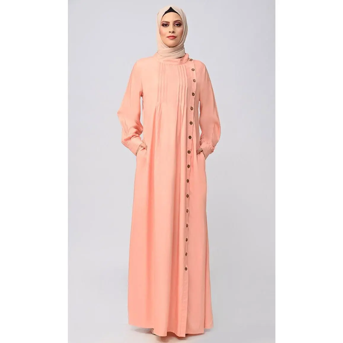 Buy Soft Rayon Button Down Abaya With Pockets - Final Sale