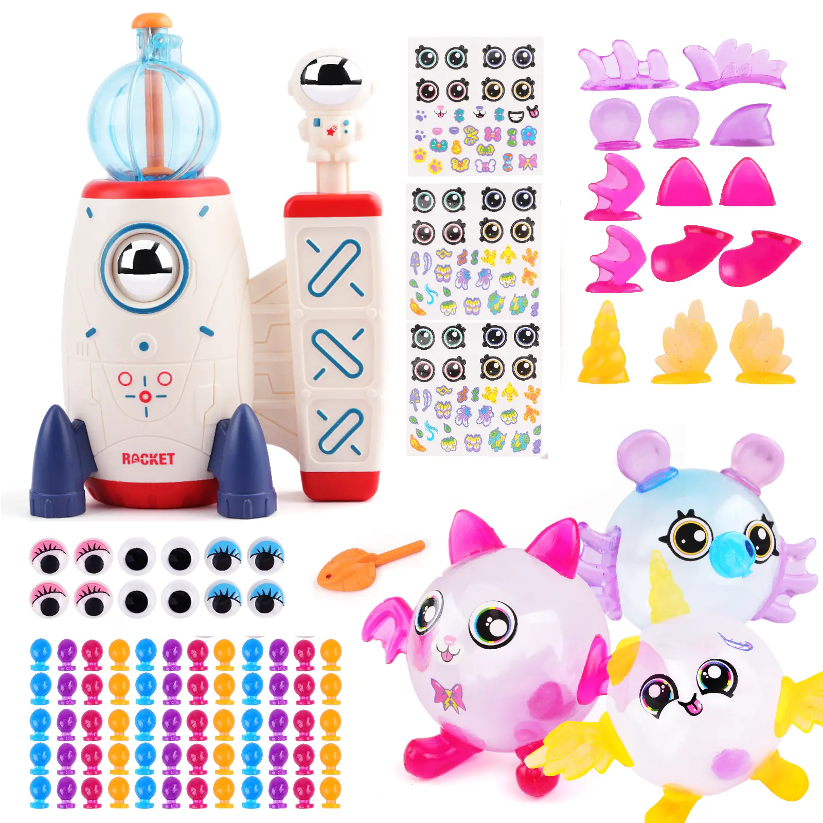 DIY Sticky Balloon With Pump, Re-Usable Decors, Model bouncy balloon kit multiple sculptures for kids toy, 60 balloons, 134 accessories, Party fun activities/gifts for toddler boys and girls【DealsForYouDays】