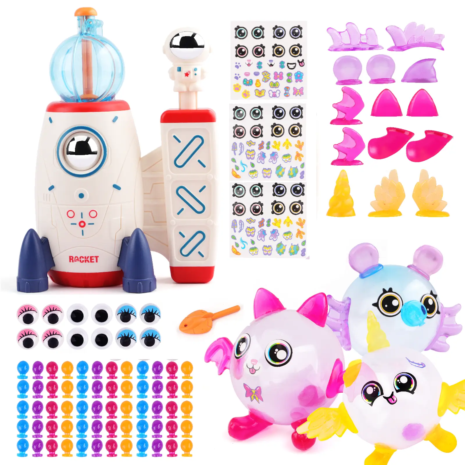 DIY Sticky Balloon With Pump, Re-Usable Decors, Model bouncy balloon kit multiple sculptures for kids toy, 60 balloons, 134 accessories, Party fun act