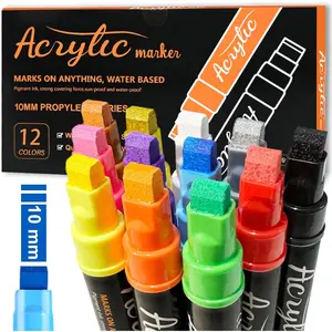 12 Colors   Markers, 10mm  Felt Tip,   Pens for Rock Painting, Canvas,Poster,Stone,Ceramic, Glass, , Plastic