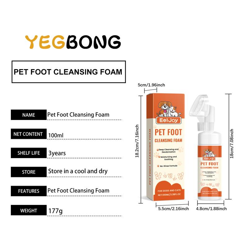Foot foam cleaner - Gentle cleaning for cats and dogs' feet and ears, removing earwax, paw pads and odor.litter pellets, spray, litter tray, litter box, removal