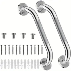 Non-Slip Stainless Steel Shower Grab Bars (11.8/19.6 Inches) – Polished Finish, Safety Support for Bathtub & Shower Room