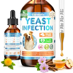 Carmelie Yeast Infection Treatment Drops for Dogs, Helps Relieve Yeast Overgrowth, Allergy & Itch Relief, Ear & Paw Odor Care, Skin & Coat Support, Bacon Flavor 60ml, Safe for All Ages Dogs