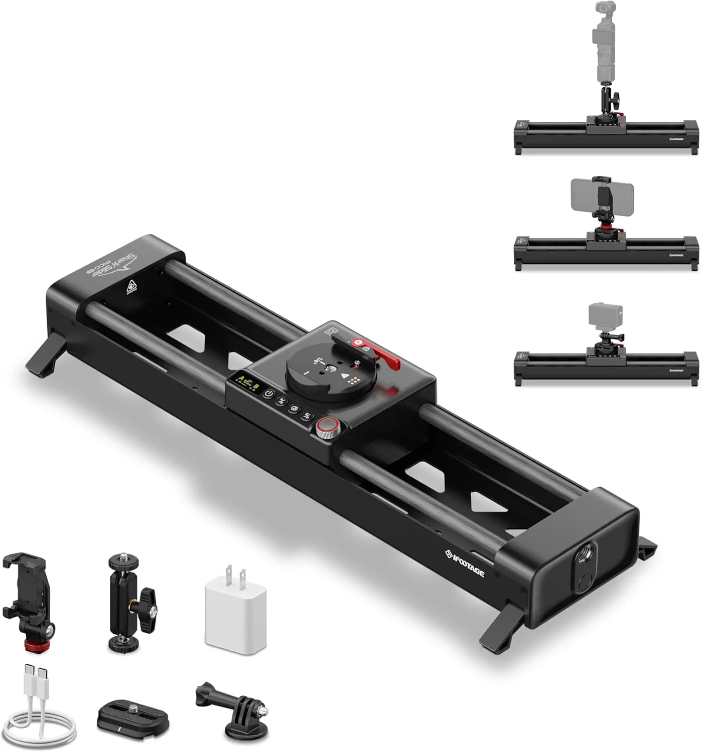 IFOOTAGE Pico Pro Motorized Slider Phone Gimbal Stabilizer, 15.7'' 2-Axis Phone Gimbal Portable Stabilizer fo iPhone/Android/ Insta360 Action Cams/DJI Pocket 3/4, Payload 3.3lb