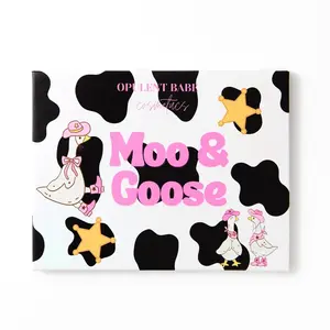 Moo & Goose Eyeshadow Palette Opulent Babe Cosmetics Neutral Shades & 2 Glittery Pastes