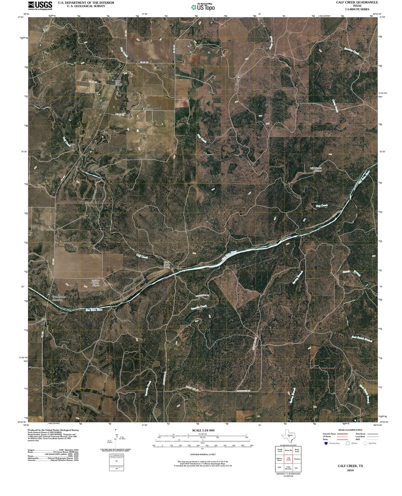 Calf Creek Texas USGS Topographic Quadrangle Map, 2012, 1:24000