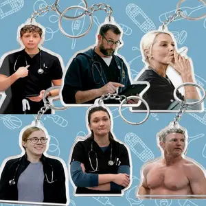 The Pitt TV Show Acrylic Keychain Set, Medical Drama Character Keyring, Doctor Nurse Hospital Bag Charm, Cute Healthcare Series Pendant Gift for Fans