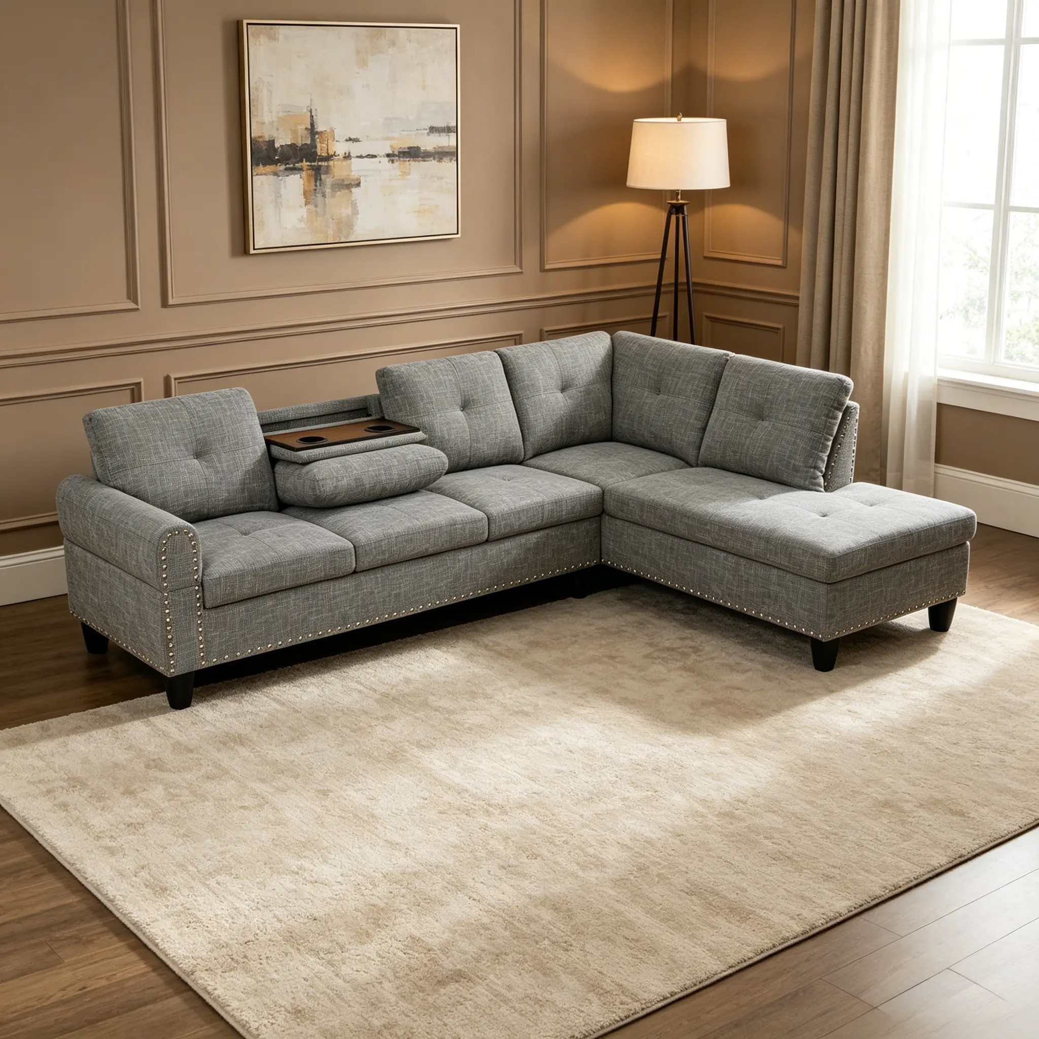 Brown-Grey Blended Linen 3-Piece Living Room Sofa Set - Sturdy Couch with Fixed Arms, Traditional & Modern/Rustic Decor Fit, Matte Texture, Breathable, Anti-Pilling, High-Resilience Cushions, Solid Support Frame, Neutral Earth Tone, Assembly Required