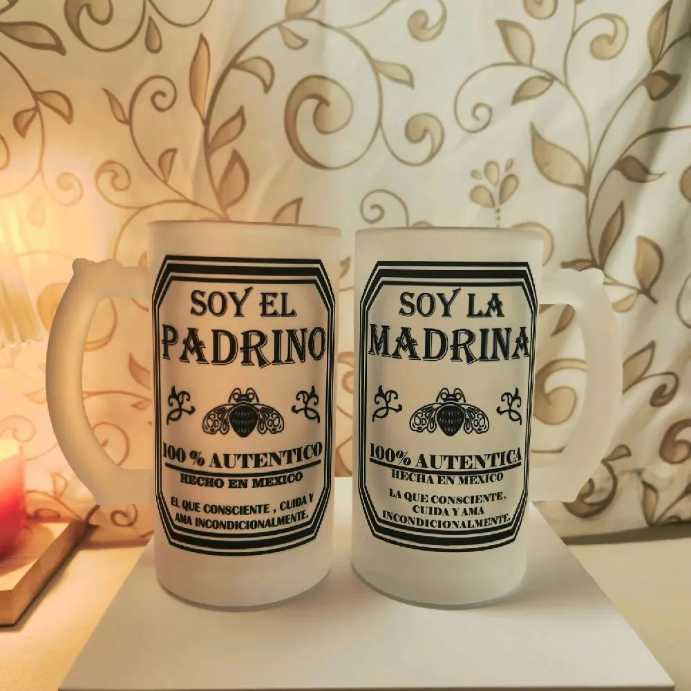Set of two glasses 16oz for godparents perfect as a gift Drinkware
