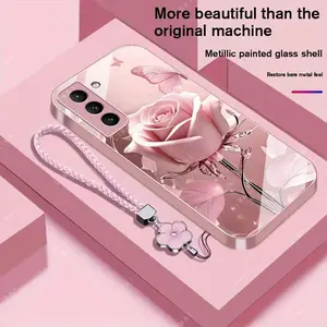 Suitable for [Galaxy S21 Fe 5g] high-end phone case，a beautiful four-leaf clover lanyard is included,exquisite and high-end design,a variety of colors are available for you to choose from YM99