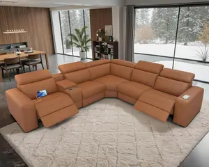 VanAcc Power Reclining Sofa, Electric Recliner Sofa with Console & Dual Recliners, Oversized Sectional Couch for Living Room