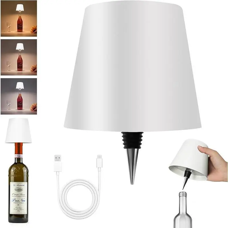 New Wireless Bottle Lamp 4000mah BatteryLED Bottle Lights for Liquor & Wine BottlesCordless Lampshade Whiskey Bottle Top Light,Bottle Stopper Night Light Kit, Rechargeable 3-Tone Touch-Dimmable Remote Control Christmas Set