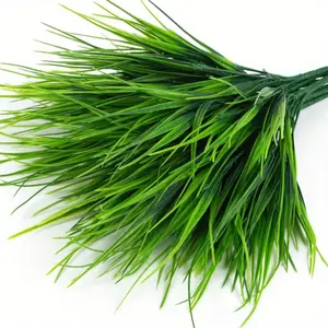 24 pieces of artificial plant outdoor faux spring grass flowers, Plastic fake greenery, artificial green plants with stems, shrubs UV resistant, indoor and outdoor bonsai gardening aquatic plants, faux flowers