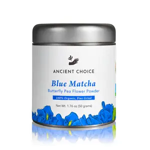 Ancient Choice - Blue Matcha, 50g | Butterfly Pea Flower Powder Tea | Fine Grind | Caffeine-Free, Gluten-Free, Non-GMO, Vegan | Non-Plastic Packaging