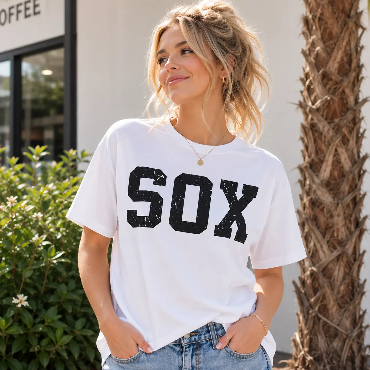 SOX Vintage Distressed T-Shirt, Classic Sports Lettering Shirt for Women, Support Fair Competition Shirt, Casual Retro Athletic Fan Gifts