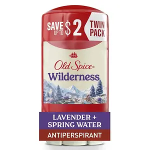 Old Spice Wilderness Antiperspirant Deodorant for Men 24/7 Fresh Sweat & Odor Protection Gentle on Skin with Skin Conditioners Lavender Spring Water Scent 2.6 oz Twin Pack