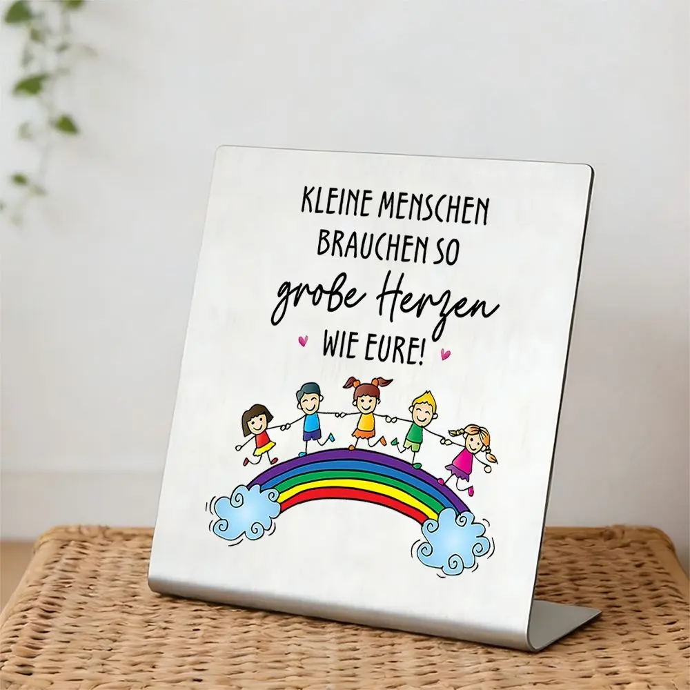 Teacher Appreciation Gift Desk Plaque, Stainless Steel Sign for Classroom Decor, Thank You Gift for Preschool Elementary Teachers