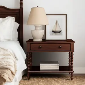 Madison Park Signature Large Morocco Brown Bedside Nightstand - Multi-Functional Indoor Furniture, Entryway Console Table, Bedroom Side Table, Bedside Nightstands