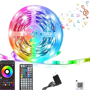 [New Deal]-Led Lights for Bedroom 50FT, RGB Led Strip Lights Color Changing Indoor, Music Sync Led Light Strip with Remote & App Control, DIY Fancy Led Lights for Room Decor Ambient Lighting (1 * 50FT)