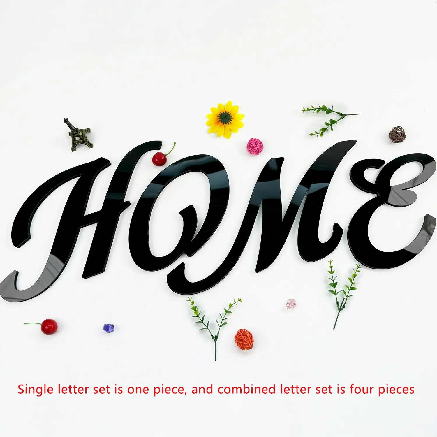 3D Acrylic Letter Wall Stickers, 20cm Large Capital Artistic English Letters, Foam Combination Mirror Stickers