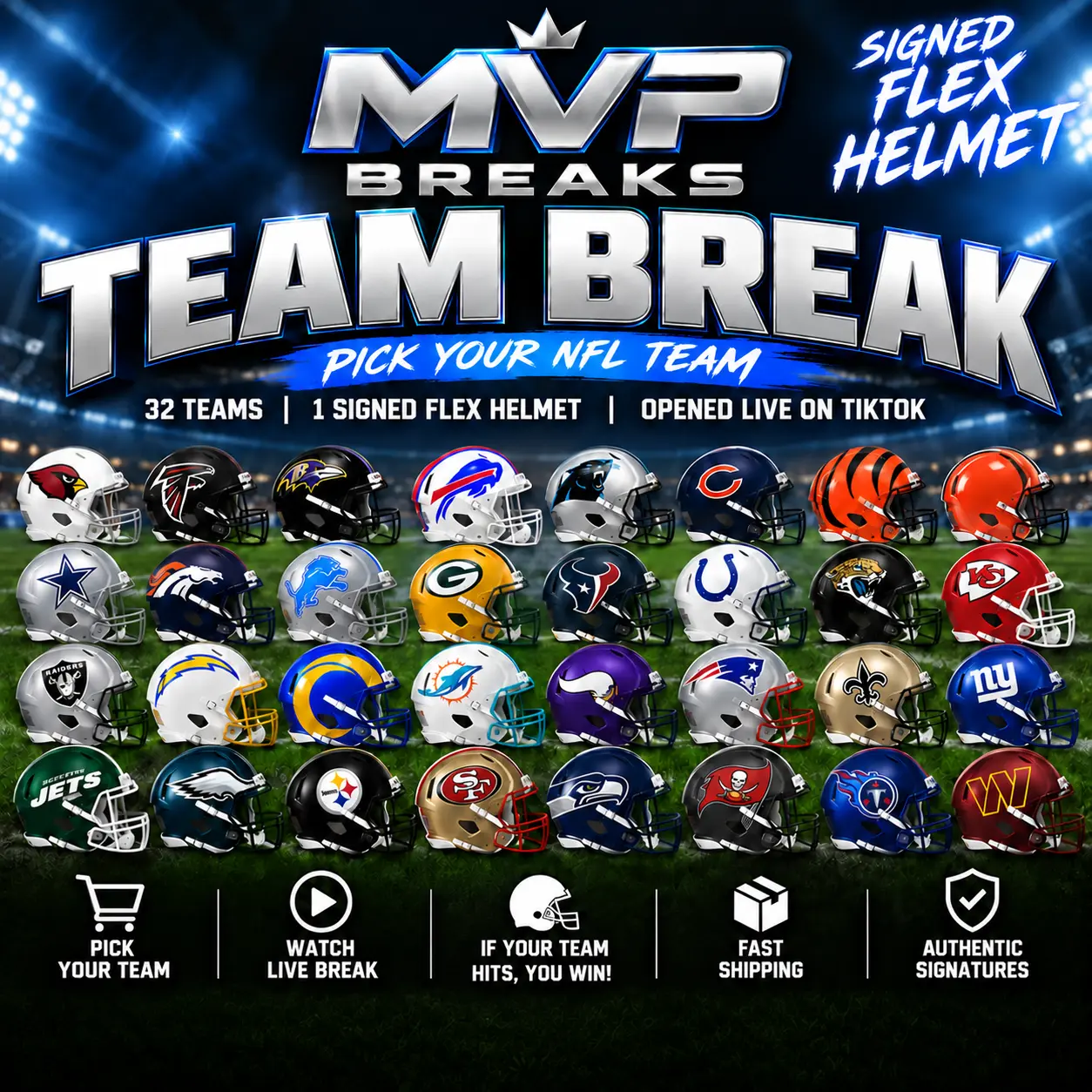 (1) - Team Break- NFL FLEX AUTOGRAPHED RIDDELL HELMET