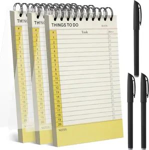 3 Pcs 300 Sheets To Do List Notepad Things To Do Notebook Daily Planner Undated Tear off Checklist with 3 Black Pens for Home Office School Gifts
