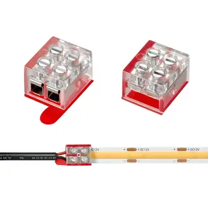 20 Pack Solderless LED Strip Connectors 2 Pin 8mm Transparent Quick Connect for 12V/24V Single Color LED Tape Lights Includes