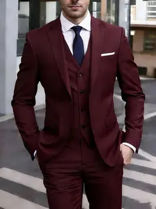 Men's 3pcs Suit Set, Large Suit, Suit Pants, Formal Tie, Wedding Dress, Vest, Work Uniform, Holiday Gift, Business, Halloween