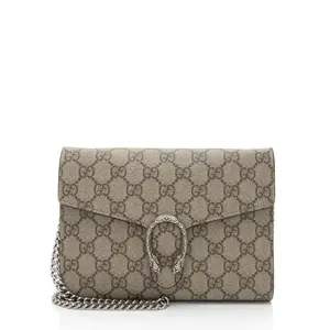 Pre-owned GUCCI Leather Clutches & Wristlets GG Supreme Dionysus Chain Wallet