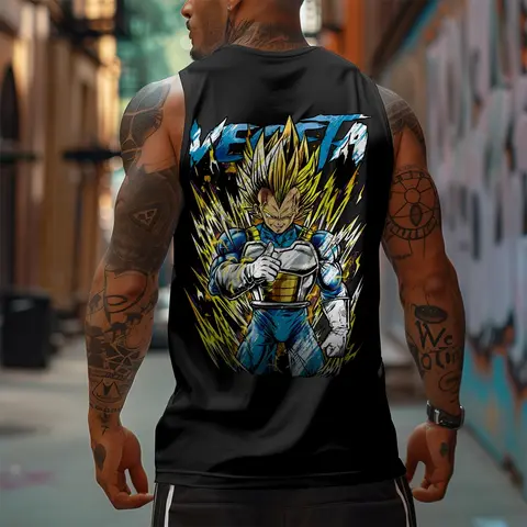 Dragon Ball DBZ Vegeta Saiyan Unisex Summer outfits men streetwear 80s 90s graphic tees cotton Anime tank tops men gifts
