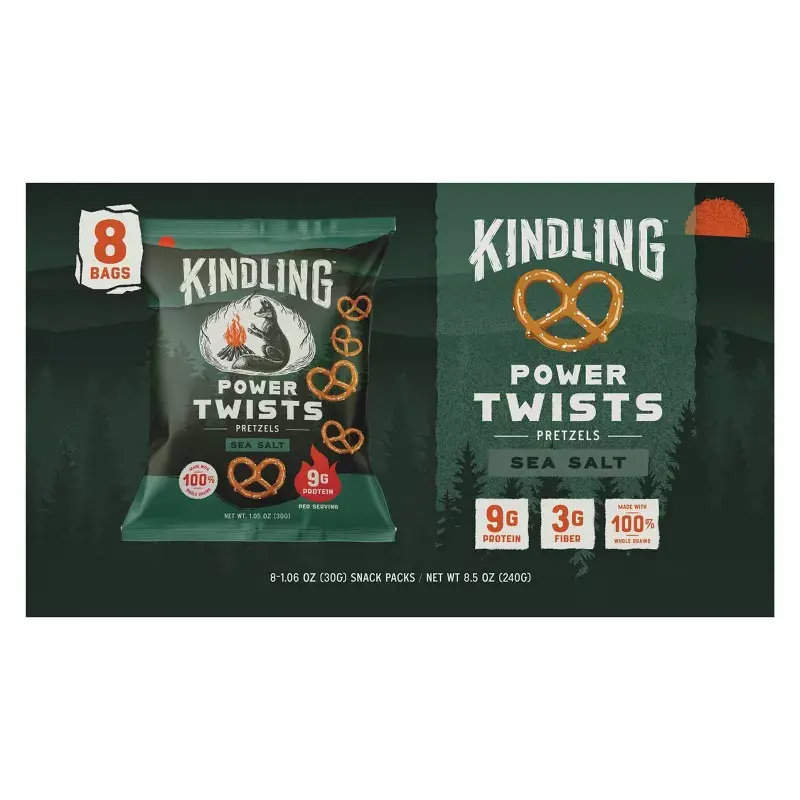 Kindling Power Twists Sea Salt Pretzels - 1.06oz/8pk