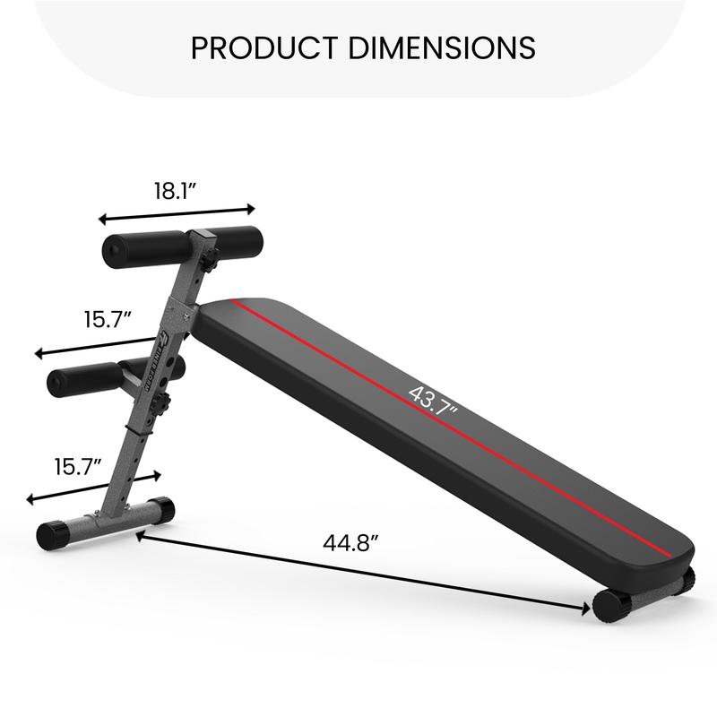 Finer Form Gym-Quality Adjustable Sit Up Ab Bench & Decline Weight Bench for Home Gym Strength Training. Supports 660lbs. Extended Backrest for Support. Great for Decline Bench Press & Core Workouts