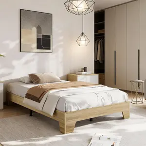 Garvee Twin Size Wood Bed Frame with Strong Wooden Slats, Platform Design, No Box Spring Needed, Minimalist and Contemporary Bedroom Furniture, Easy Assembly, Durable and Stylish