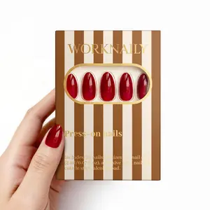 Worknaily Red Cat Eye Press-On Nails 32pcs Short Almond Glossy Bold Statement Design