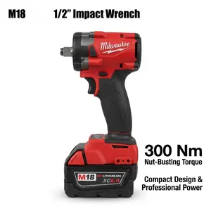 Milwaukee M18 compatibleImpact Wrench Cordless Tire Removal Garage Equipment 300Nm Torque High Impact Power Tool multipurpose screwdriver drill kit borescope quick-release ratchet home repair tool kit