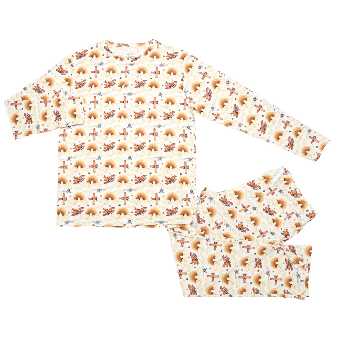 Men's Adult Bamboo Two-Piece Pajama Neutral Skies