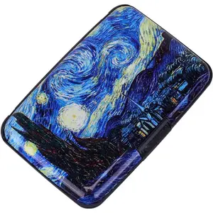 RFID Blocking Credit Cards Holder Aluminum Wallet Metal ID Case for Men Women (see moon)