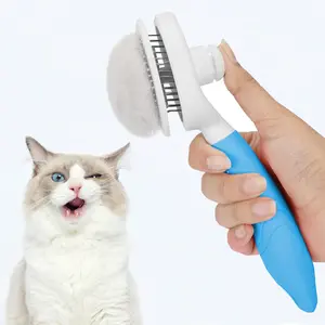 Pettio UPGRADED Self Cleaning Cat Brush – Easy One-Click Fur Removal! Skin-Friendly Deshedding & Massage Brush for Cats & Dogs | Removes Undercoat & Loose Hair Fast | Perfect for Long & Short Haired Pets