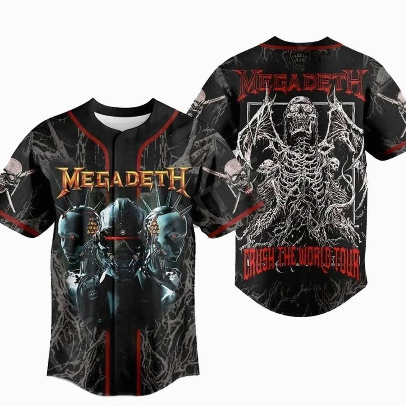 Megadeth Crush The World Tour Baseball Jersey Megadeth 3D Print Unisex T-Shirt 0ZI C38 GB3