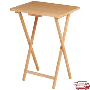 Indoor Folding TV Tray Table Portable Lightweight Solid Rubberwood Space Saving Easy Storage No Assembly Required Compact Design