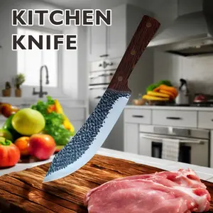 Watch this! Hand forged 8.5-inch meat cutting knife, high carbon steel meat cutting knife with ergonomic handle, ultra sharp chef knife for kitchen, barbecue and  cooking # household universal knife # suitable for gift giving Nakiri Stainless Steel