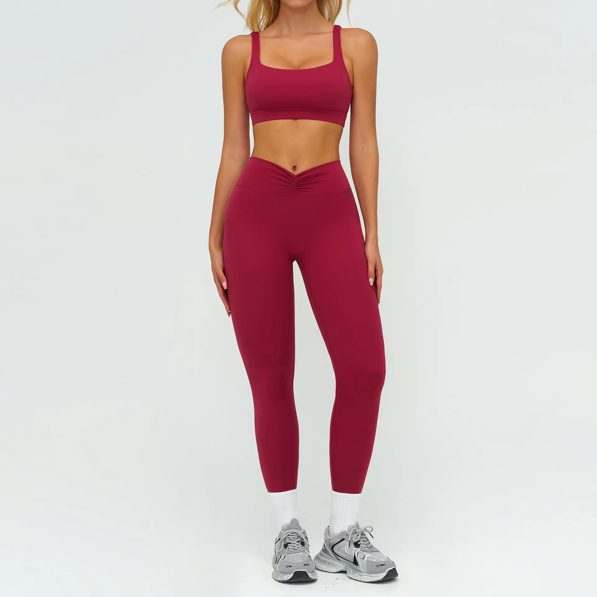 9313 2 bra+9313 1 pants   cherry red