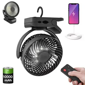 Portable Clip-On Fan for Father's Day, 10000mah Outdoor Camping Fan, Rechargeable, USB Output, Battery-Powered, Hook Included, Tent Compatible